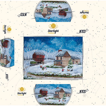 Rustic Winter Scene with Snowy Cabin 1000 Jigsaw Puzzle box 3D Modell