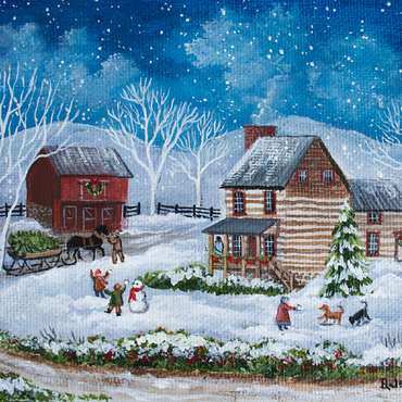 Rustic Winter Scene with Snowy Cabin 100 Jigsaw Puzzle 3D Modell