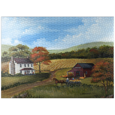 puzzleplate Autumn Farmhouse with Pumpkin Patch 1000 Jigsaw Puzzle