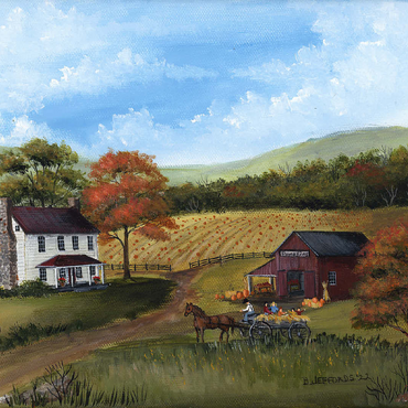 Autumn Farmhouse with Pumpkin Patch 100 Jigsaw Puzzle 3D Modell