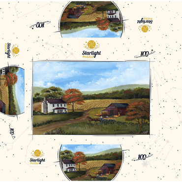 Autumn Farmhouse with Pumpkin Patch 100 Jigsaw Puzzle box 3D Modell