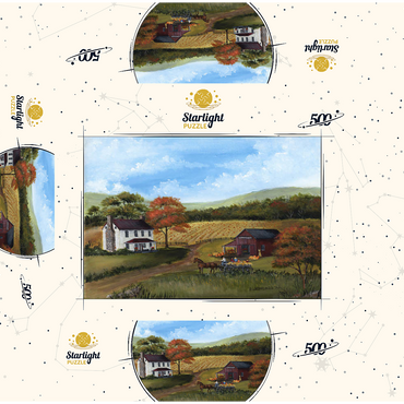Autumn Farmhouse with Pumpkin Patch 500 Jigsaw Puzzle box 3D Modell