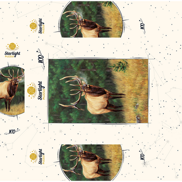 Majestic Bull Elk in Forest Clearing 100 Jigsaw Puzzle box 3D Modell