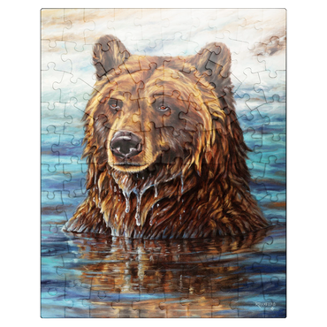puzzleplate Grizzly Bear Emerging from Water 100 Jigsaw Puzzle