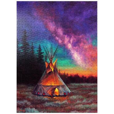 puzzleplate Illuminated Teepee Under Starry Night Sky 1000 Jigsaw Puzzle