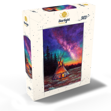 Illuminated Teepee Under Starry Night Sky 500 Jigsaw Puzzle box view2