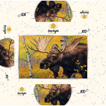 Majestic Bull Moose in Autumn Forest 100 Jigsaw Puzzle box 3D Modell