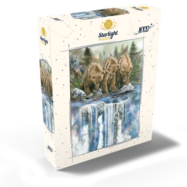 Three Grizzly Cubs by a Waterfall 1000 Jigsaw Puzzle box view2