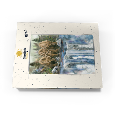 Three Grizzly Cubs by a Waterfall 100 Jigsaw Puzzle box view3