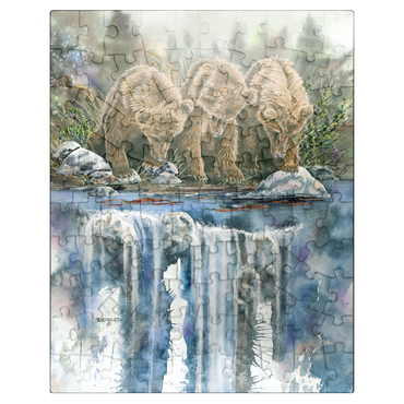 puzzleplate Three Grizzly Cubs by a Waterfall 100 Jigsaw Puzzle