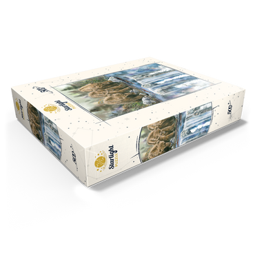 Three Grizzly Cubs by a Waterfall 500 Jigsaw Puzzle box view1