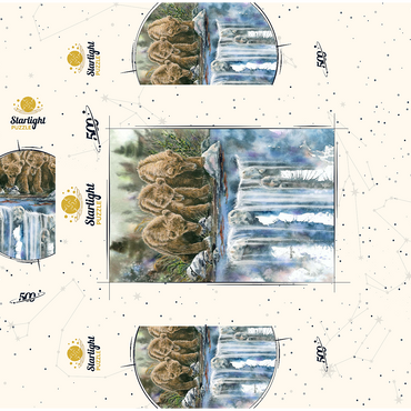 Three Grizzly Cubs by a Waterfall 500 Jigsaw Puzzle box 3D Modell