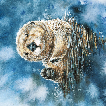Charming Sea Otter in Watercolor Art 1000 Jigsaw Puzzle 3D Modell