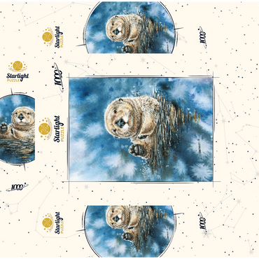 Charming Sea Otter in Watercolor Art 1000 Jigsaw Puzzle box 3D Modell