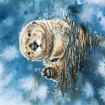 Charming Sea Otter in Watercolor Art 100 Jigsaw Puzzle 3D Modell
