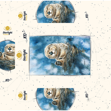 Charming Sea Otter in Watercolor Art 100 Jigsaw Puzzle box 3D Modell