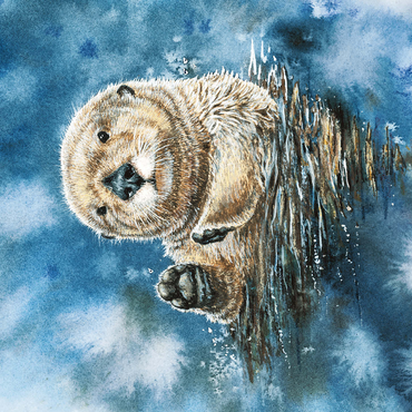 Charming Sea Otter in Watercolor Art 500 Jigsaw Puzzle 3D Modell