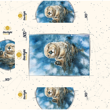 Charming Sea Otter in Watercolor Art 500 Jigsaw Puzzle box 3D Modell