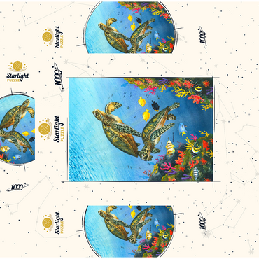 Vibrant Sea Turtles in Coral Reef Watercolor 1000 Jigsaw Puzzle box 3D Modell