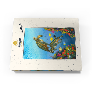Vibrant Sea Turtles in Coral Reef Watercolor 100 Jigsaw Puzzle box view3