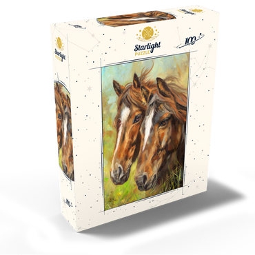Close-Up of Two Horses in Pasture 100 Jigsaw Puzzle box view2