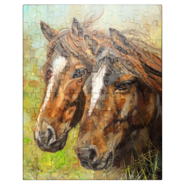 puzzleplate Close-Up of Two Horses in Pasture 100 Jigsaw Puzzle