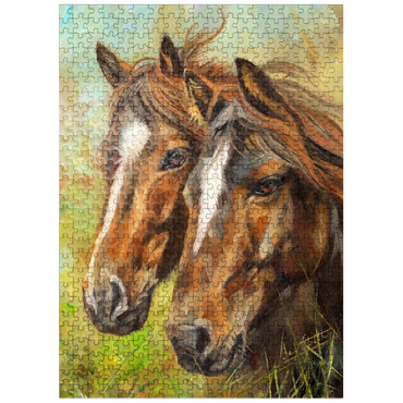 puzzleplate Close-Up of Two Horses in Pasture 500 Jigsaw Puzzle