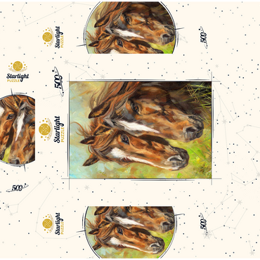 Close-Up of Two Horses in Pasture 500 Jigsaw Puzzle box 3D Modell