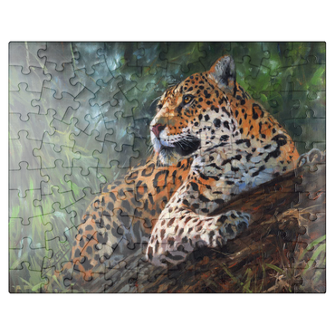 puzzleplate Leopard Resting on Forest Log 100 Jigsaw Puzzle