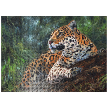 puzzleplate Leopard Resting on Forest Log 500 Jigsaw Puzzle