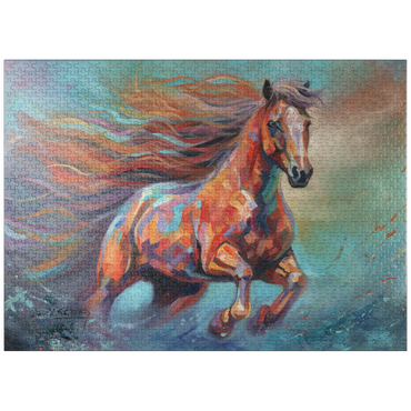 puzzleplate Vibrant Running Horse in Abstract Art 1000 Jigsaw Puzzle