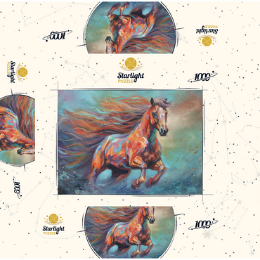 Vibrant Running Horse in Abstract Art 1000 Jigsaw Puzzle box 3D Modell