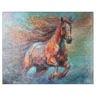 puzzleplate Vibrant Running Horse in Abstract Art 100 Jigsaw Puzzle