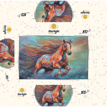 Vibrant Running Horse in Abstract Art 100 Jigsaw Puzzle box 3D Modell