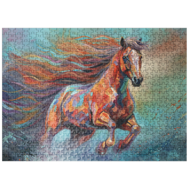 puzzleplate Vibrant Running Horse in Abstract Art 500 Jigsaw Puzzle