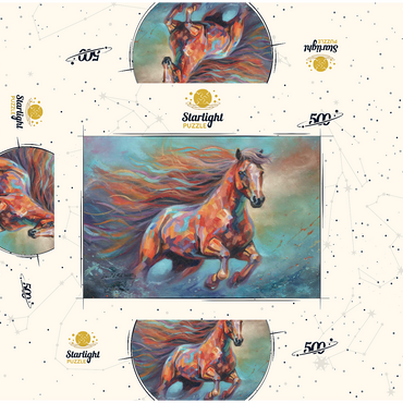Vibrant Running Horse in Abstract Art 500 Jigsaw Puzzle box 3D Modell