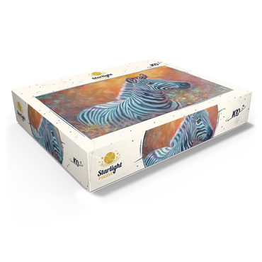 Vibrant Zebra Portrait in Abstract Art 100 Jigsaw Puzzle box view1