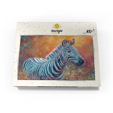 Vibrant Zebra Portrait in Abstract Art 100 Jigsaw Puzzle box view3