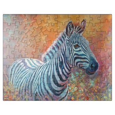 puzzleplate Vibrant Zebra Portrait in Abstract Art 100 Jigsaw Puzzle