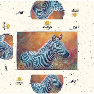 Vibrant Zebra Portrait in Abstract Art 100 Jigsaw Puzzle box 3D Modell