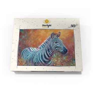 Vibrant Zebra Portrait in Abstract Art 500 Jigsaw Puzzle box view3