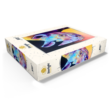 Vibrant Rhino Portrait in Abstract Art 1000 Jigsaw Puzzle box view1