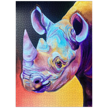 puzzleplate Vibrant Rhino Portrait in Abstract Art 1000 Jigsaw Puzzle