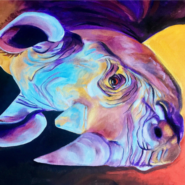 Vibrant Rhino Portrait in Abstract Art 1000 Jigsaw Puzzle 3D Modell