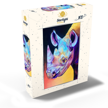 Vibrant Rhino Portrait in Abstract Art 100 Jigsaw Puzzle box view2