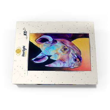 Vibrant Rhino Portrait in Abstract Art 100 Jigsaw Puzzle box view3