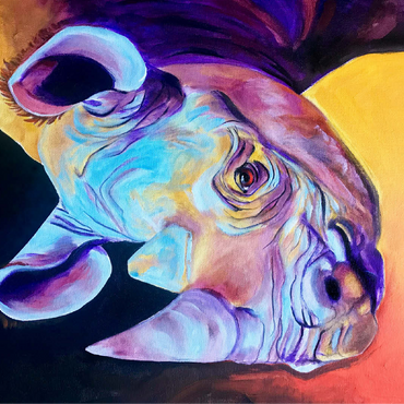 Vibrant Rhino Portrait in Abstract Art 100 Jigsaw Puzzle 3D Modell