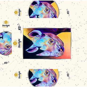 Vibrant Rhino Portrait in Abstract Art 100 Jigsaw Puzzle box 3D Modell