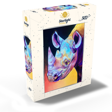 Vibrant Rhino Portrait in Abstract Art 500 Jigsaw Puzzle box view2