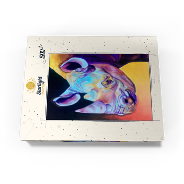 Vibrant Rhino Portrait in Abstract Art 500 Jigsaw Puzzle box view3
